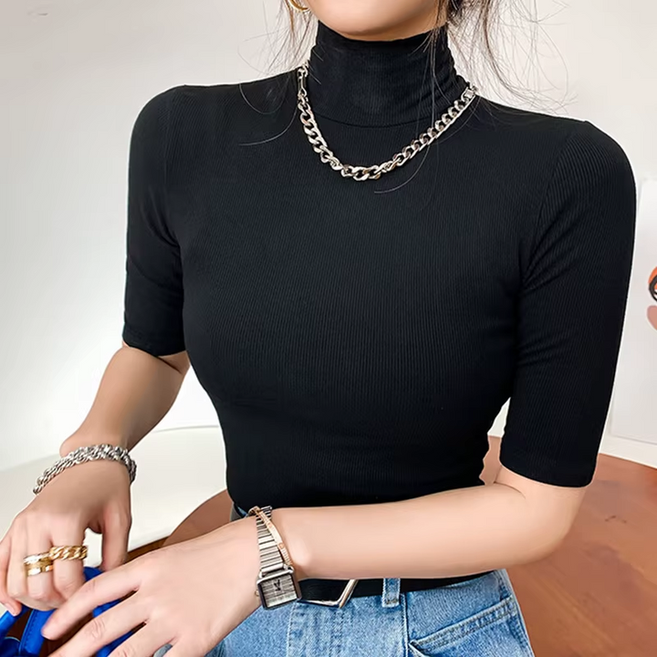 Textured Mock Neck - HESTONS