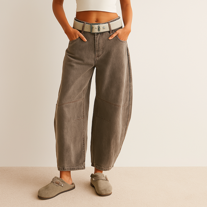 Mid-Rise Barrel Jeans - HESTONS