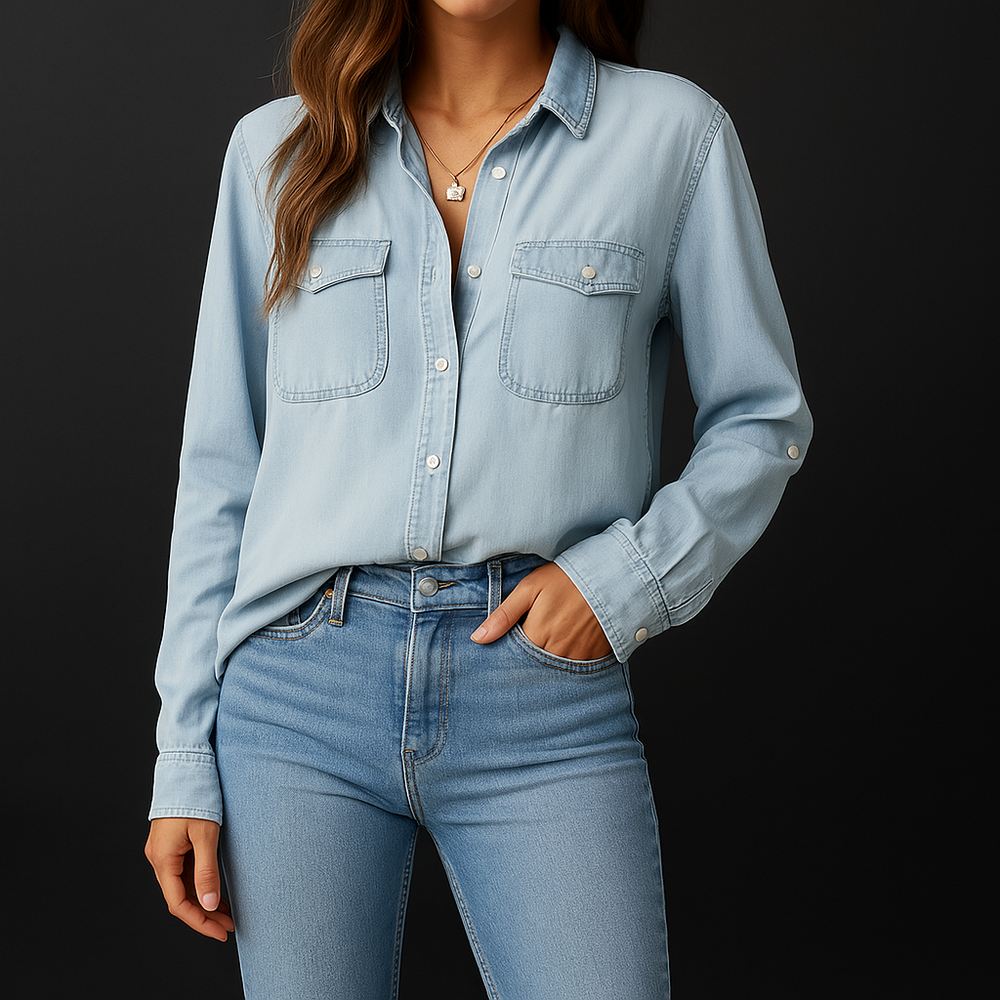 Chic Denim Button Down - HESTONS