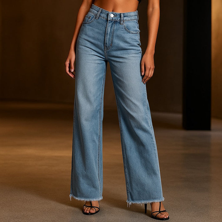 Women's Relaxed Fit Frayed Hem Jeans - Shop Hestons