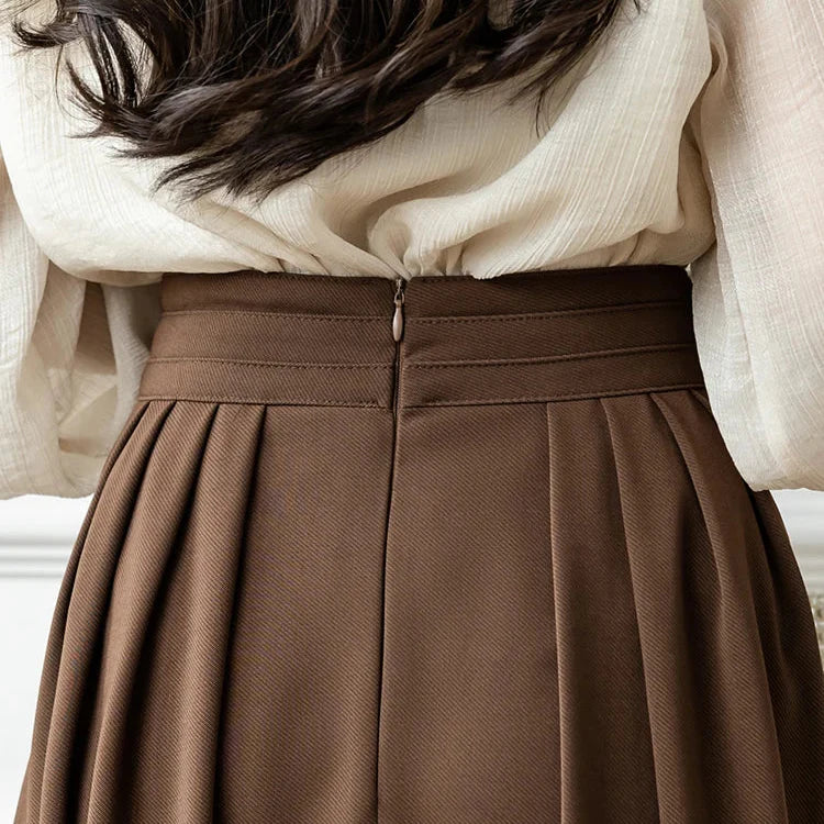 Women’s High-Waist Pleated Midi Skirt - Shop Hestons