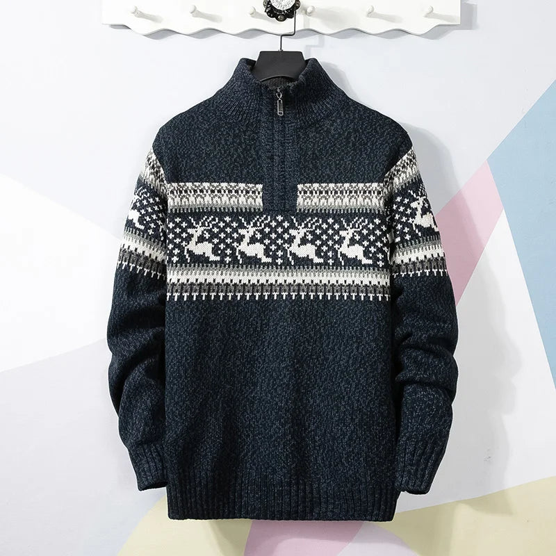 Men’s Half-Zip Reindeer Sweater - Shop Hestons