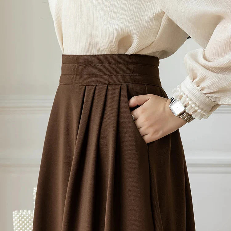 Women’s High-Waist Pleated Midi Skirt - Shop Hestons