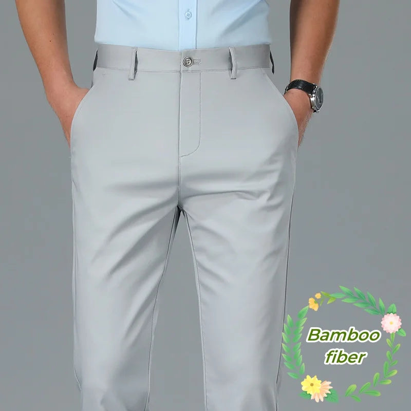 Straight Leg Bamboo Fiber Trousers - Shop Hestons