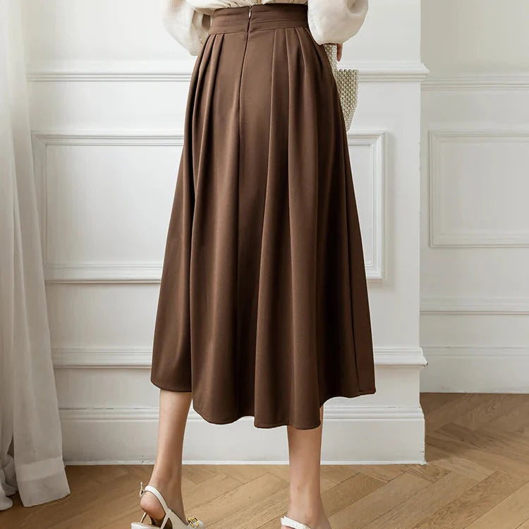 Women’s High-Waist Pleated Midi Skirt - Shop Hestons