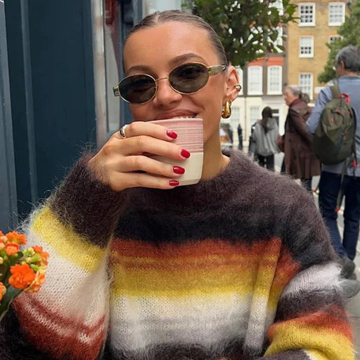 Women’s Cozy Striped Fuzzy Sweater - Shop Hestons