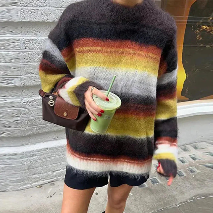Women’s Cozy Striped Fuzzy Sweater - Shop Hestons