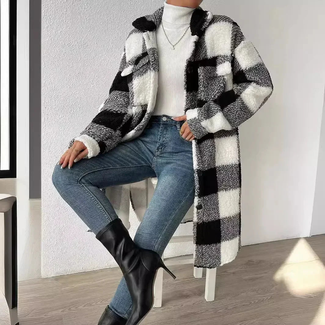 Plush Plaid Coat - HESTONS