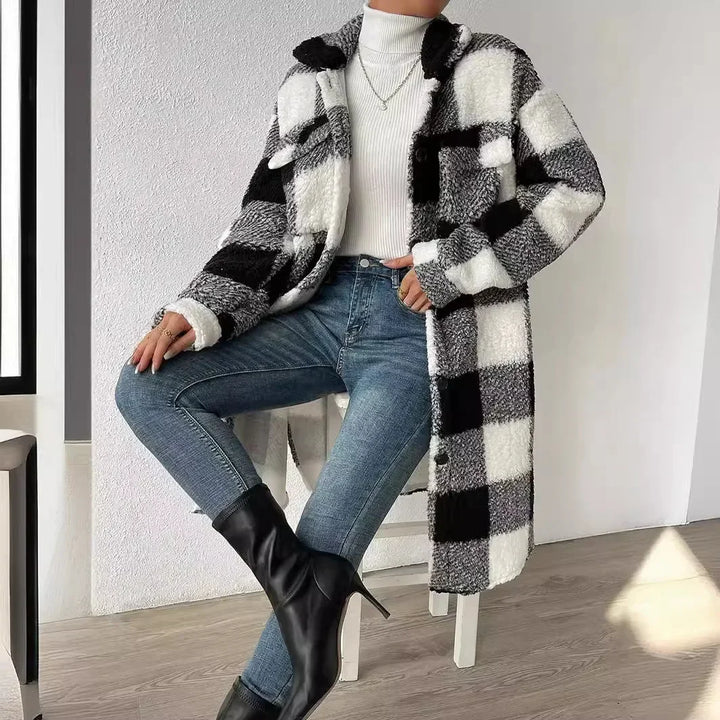 Plush Plaid Coat - HESTONS