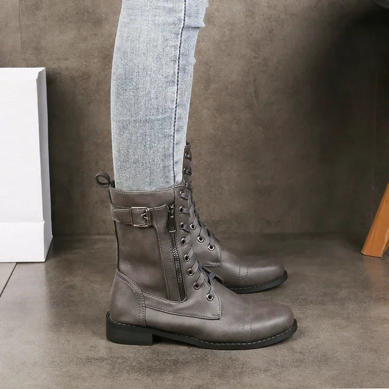 Western Punk Buckle Boots - HESTONS
