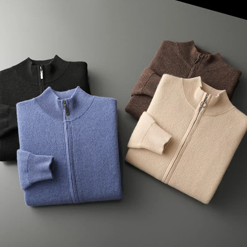Men’s Cashmere Zip Mock Neck Sweater - Shop Hestons