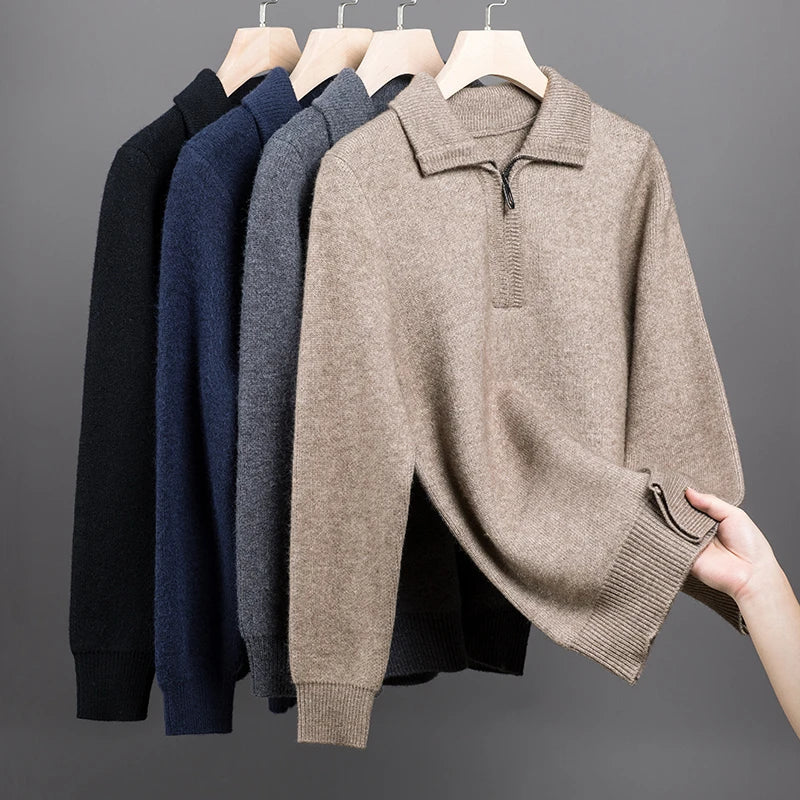Cashmere Quarter Zip Sweater - HESTONS