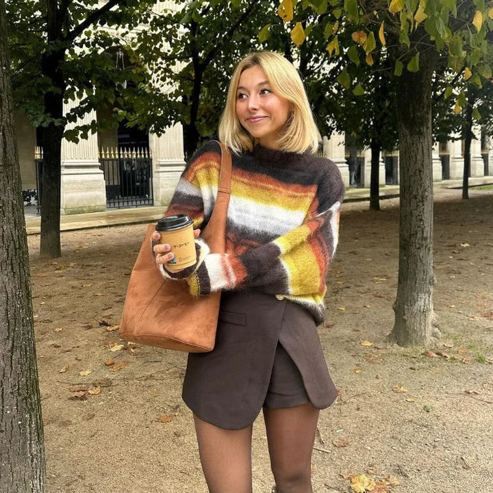 Women’s Cozy Striped Fuzzy Sweater - Shop Hestons