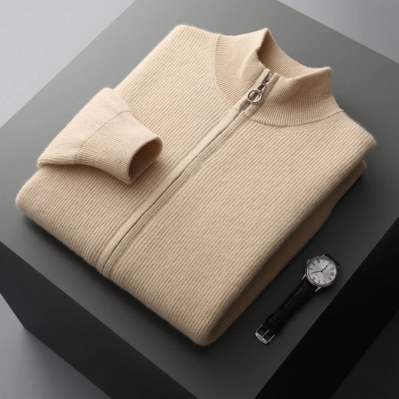 Men’s Cashmere Zip Mock Neck Sweater - Shop Hestons