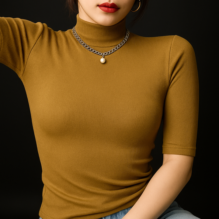 Textured Mock Neck - HESTONS