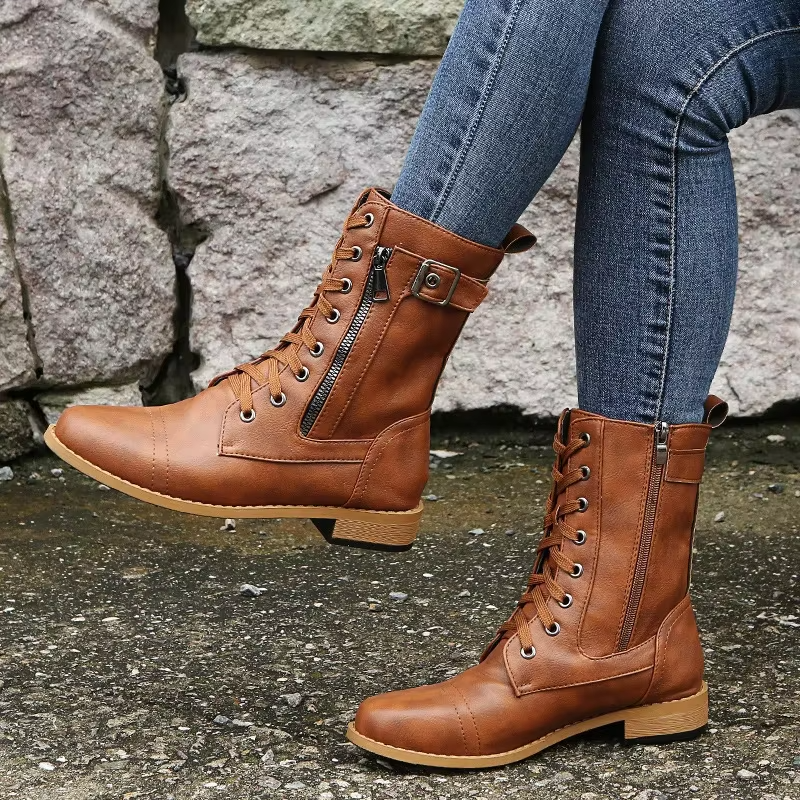Western Punk Buckle Boots - HESTONS