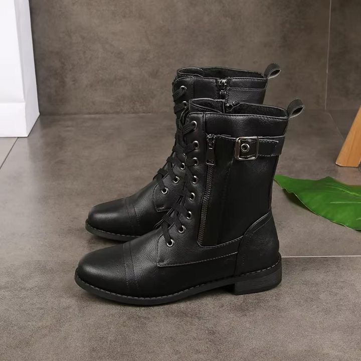 Western Punk Buckle Boots - HESTONS