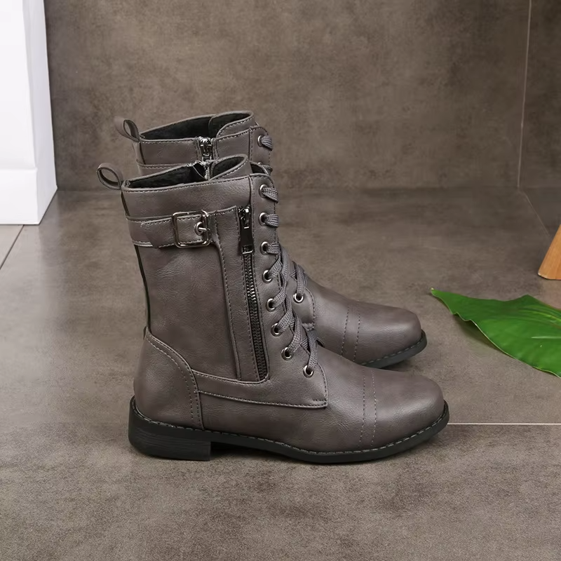 Western Punk Buckle Boots - HESTONS