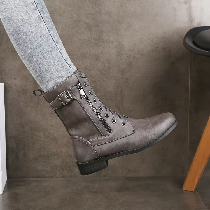 Western Punk Buckle Boots - HESTONS