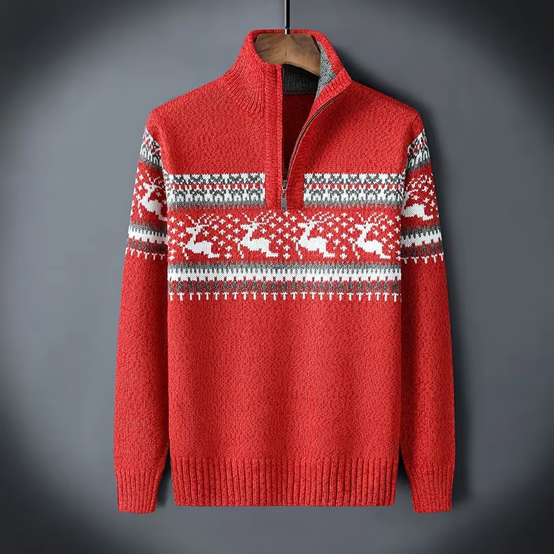 Men’s Half-Zip Reindeer Sweater - Shop Hestons