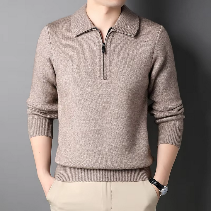 Cashmere Quarter Zip Sweater - HESTONS
