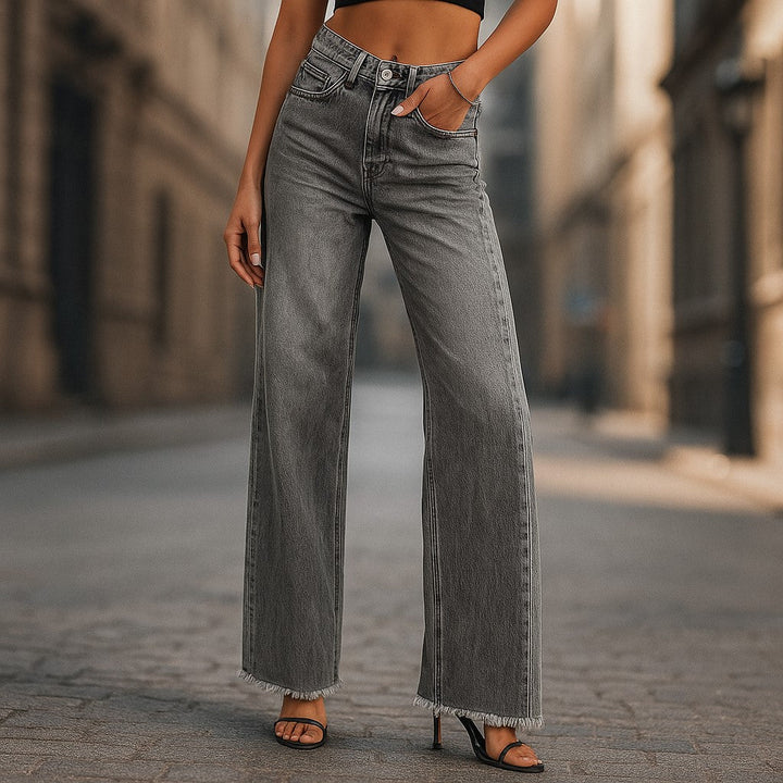 Women's Relaxed Fit Frayed Hem Jeans - Shop Hestons